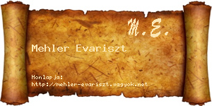 Mehler Evariszt névjegykártya